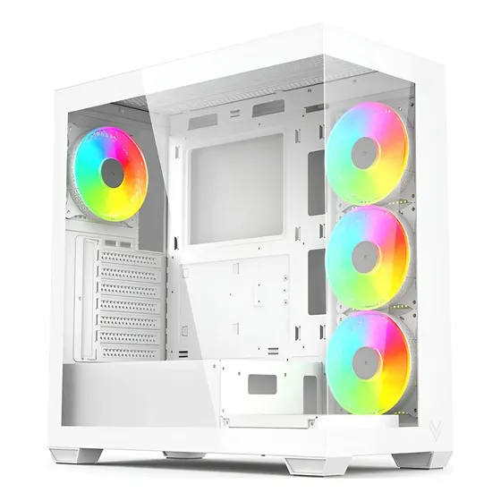 Gabinete Hilevel Atx Com 4 Fans Argb 12 Cm Sem Fonte Branco