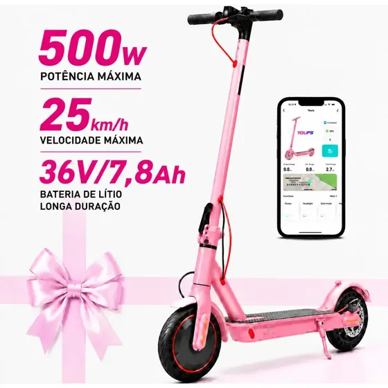 Mankeel MK083 Patinete Elétrico Adulto, 500W, Velocidade Máxima 25km/h, Autonomia 30km, Dobrável, Bluetooth, Freio Traseiro(36V 7,8AH)