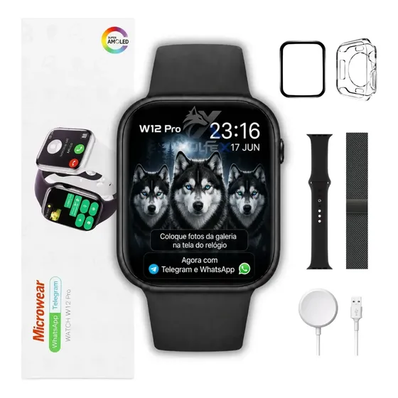 Relógio Smartwatch W12 Pro 46mm Serie 12 Amoled Whatsap 2027