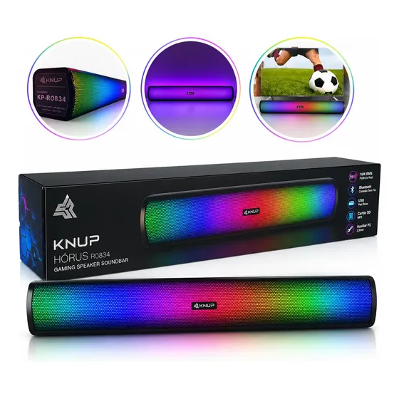 Caixa De Som Home Subwoofer Bluetooth Led Rgb 2.1 Pc Gamer
