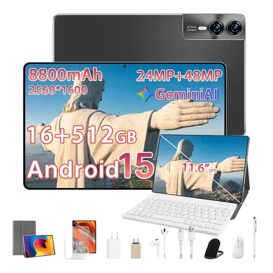 Tablet Belteenk S12 de 11.6" Android 15 com Kit Teclado, Mouse e Caneta - 512GB e 16GB RAM Tablet Belteenk S12 de 11.6" Android 15 com Kit Teclado, Mouse e Caneta - 512GB e 16GB RAM