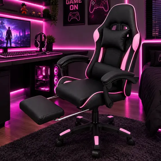 Cadeira Gamer Ergonômica Start Line Reclinável Giratória Cor Rosa Cadeira Gamer Ergonômica Start Line Reclinável Giratória Cor Rosa