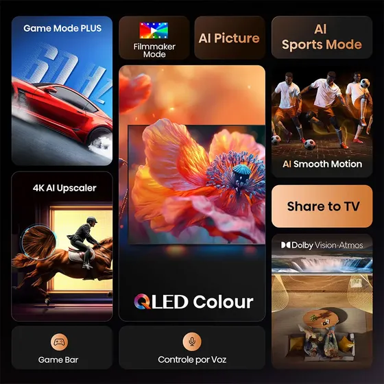 Smart TV Hisense HI-QLED 4K 65" Polegadas com Dolby Atmos, Dolby Gaming e Alexa - 65Q6QV