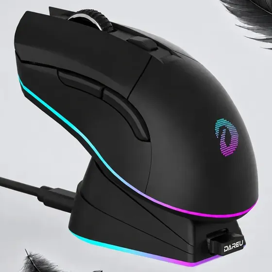 Mouse Gamer Dareu EM901X Sem Fio e Com Fio, 12000 DPI e RGB Mouse Gamer Dareu EM901X Sem Fio e Com Fio, 12000 DPI e RGB