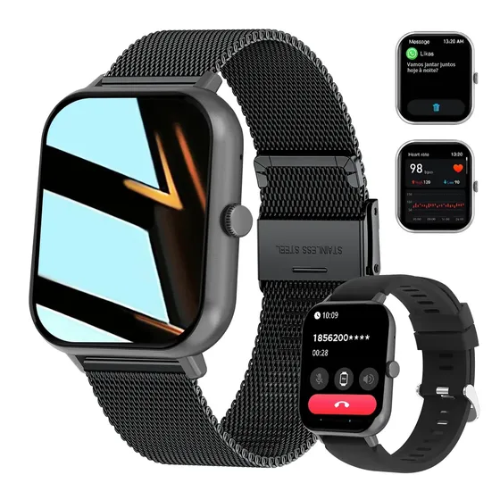 Relógio Inteligente Smartwatch Mulher Esporte Bluetooth 1.83 Preto