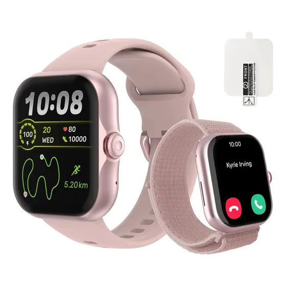Smartwatch Bettdow Fb055 1.85 Esportivo Ia Música Gps 3atm Preto Mesh Rosa