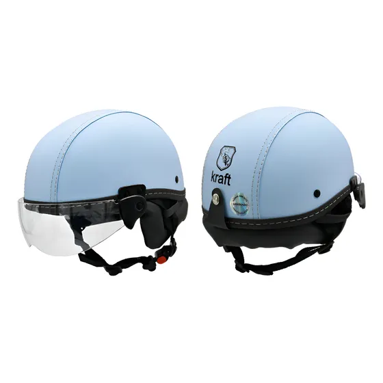 Capacete Coquinho Kraft Com Viseira Bike Moto Elétrica- Azul