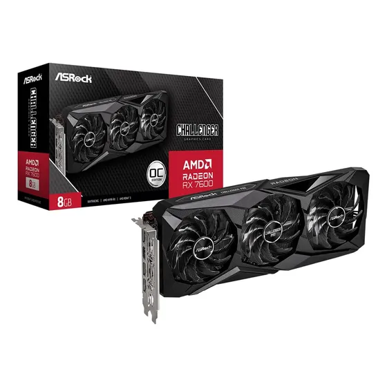 Placa De Vídeo Asrock Radeon Rx 7600 Challenger Pro De 8 Gb Placa De Vídeo Asrock Radeon Rx 7600 Challenger Pro De 8 Gb