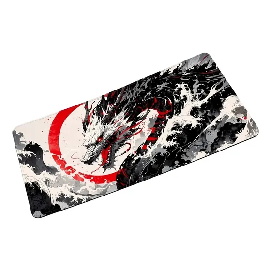 Mouse Pad Dragão Oriental Vermelho 90x40cm Premium Grande