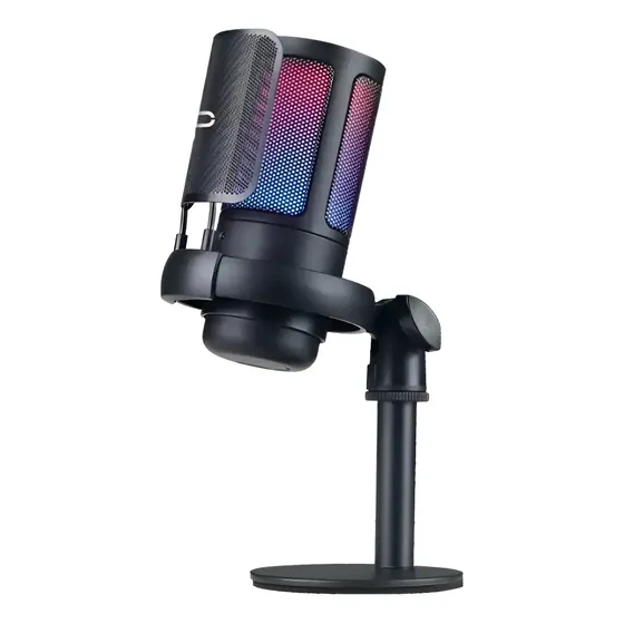 Microfone Condensador Rgb Alta Sensibilidade Usb Gamer Strea