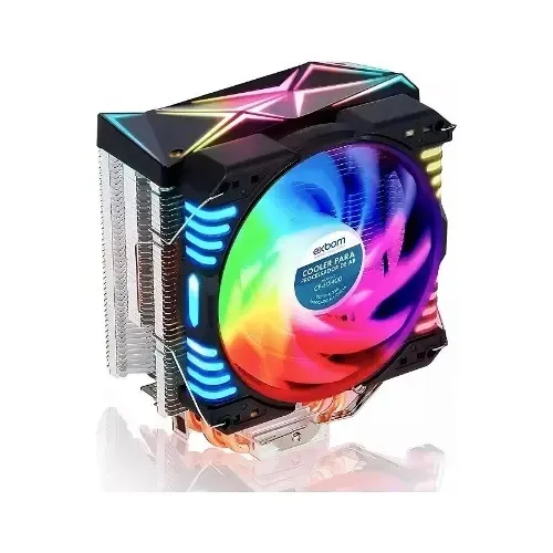 Ventoinha Processador Exbom CP-H5400 4 HeatPipes Hidráulico RGB