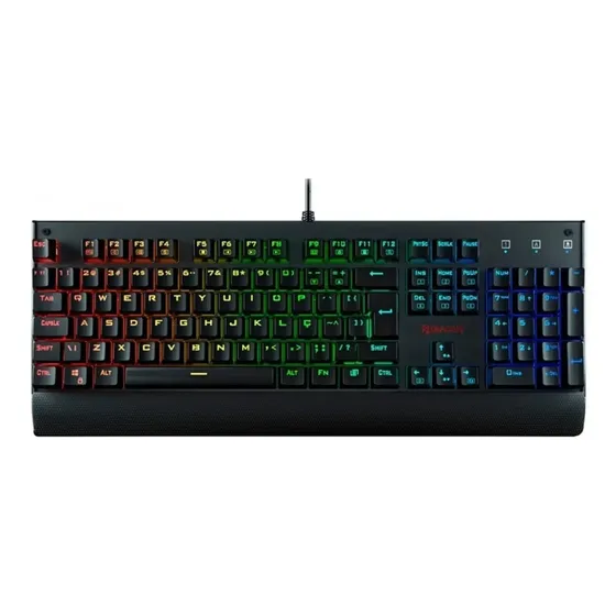 Teclado Redragon Kala QWERTY Outemu Blue português Brasil cor preto com luz RGB