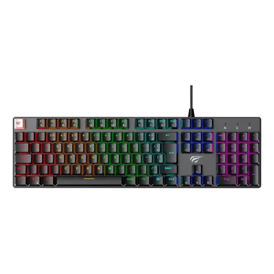 Teclado Mecânico Gamer Havit Kb432l-pb Rgb Abnt2 Com Fio Preto Português Brasil