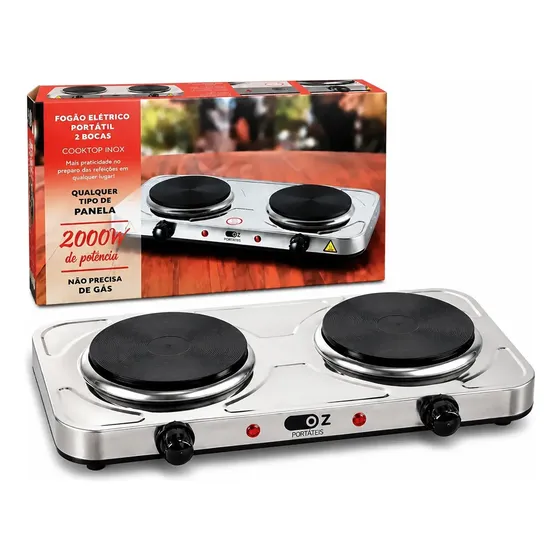 Fogão Elétrico Portátil De Mesa Cooktop 2 Bocas 2000w 127v