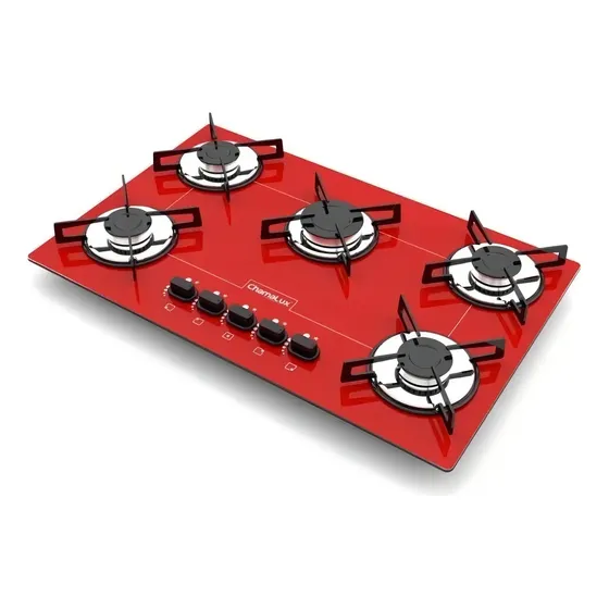 Cooktop 5 Bocas Chamalux Ultra Chama Trempe Chapa Vermelho