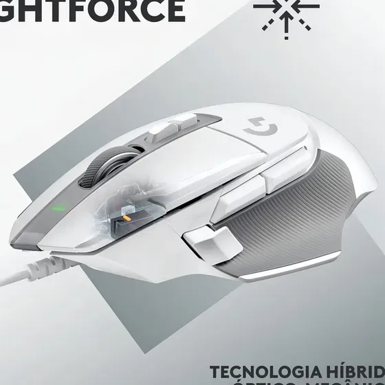 Mouse Gamer Logitech G G502X Com Fio Branco, Sensor HERO 25K