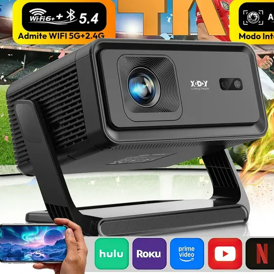 Projetor profissional Android 14 4K Wi-Fi 6 e Bluetooth 5.4 Com Foco Automático HD 1080P 12000lm Projetor profissional Android 14 4K Wi-Fi 6 e Bluetooth 5.4 Com Foco Automático HD 1080P 12000lm