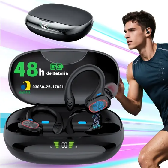 Fone de Ouvido Esportivo Voreon S730 TWS IPX7 Preto com Bluetooth e Microfone Fone de Ouvido Esportivo Voreon S730 TWS IPX7 Preto com Bluetooth e Microfone