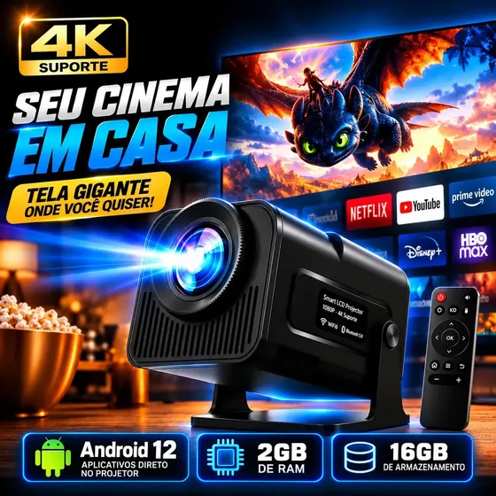 Projetor Mini Hy320 Wi-fi Smart Tv 4k Hd 110v/220v Portatil