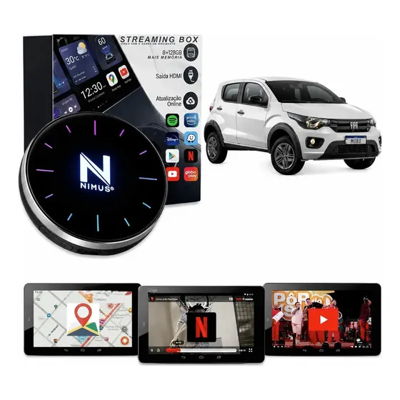 Streaming Box Fiat Mobi Desbloqueio Multimídia 8gb 128gb Pr