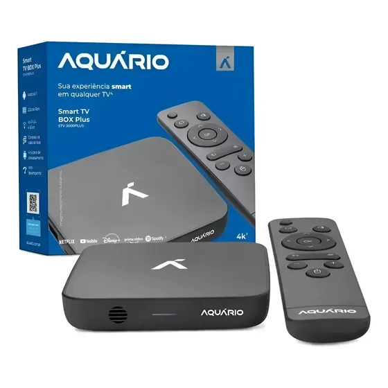 Smart Tv Box Aquário Stv-3000 Plus Android 4k 16gb Cor Preto