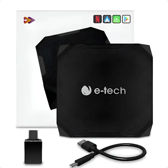 TV Box E-Tech Preto 4K HDR Wi-Fi HDMI Netflix YouTube Android