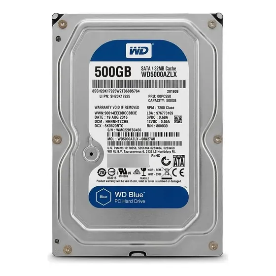 Hd Interno Wd Blue 500gb 3.5 Sata Iii 7200 Rpm Wd5000azlx Pc (Recondicionado)