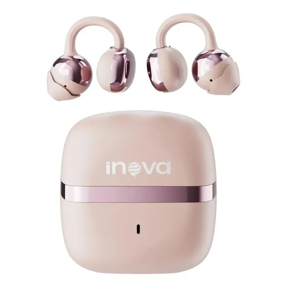 Fone de Ouvido Inova AC sem Fio com Bluetooth 6.0 e Microfone, Ouro Rosa