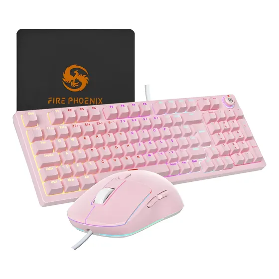 Kit Teclado E Mouse Mecânico Gamer Rgb Led Switch Red Bk-08