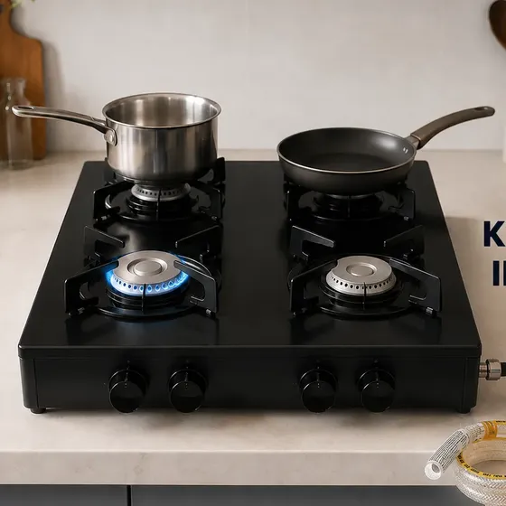 Fogão Cooktop Portátil 4 Bocas A Gás Glp Compacto De Mesa