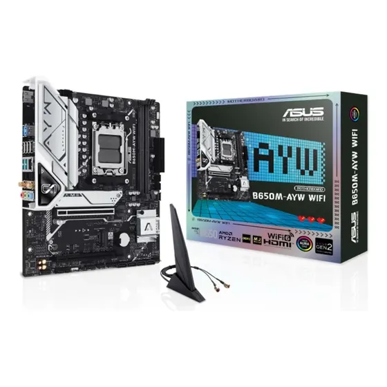 Placa Mãe Asus B650m-ayw Wifi, Chipset B650, Amd Am5, Matx,
