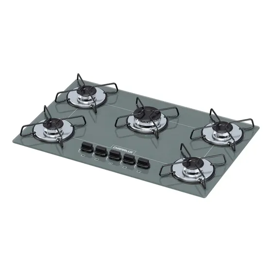 Cooktop 5 Bocas Chamalux Ultra Chama Trempe Arrame Cor Prateado