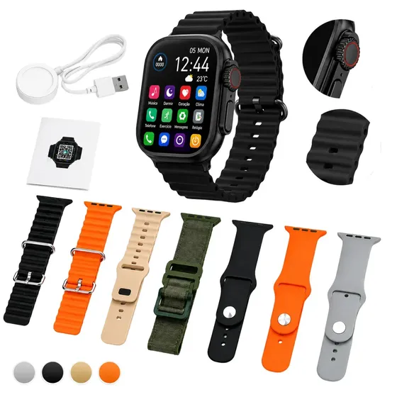Relógio Smartwatch Wisme Ws10-2 Com Kit 7 Pulseiras - Preto