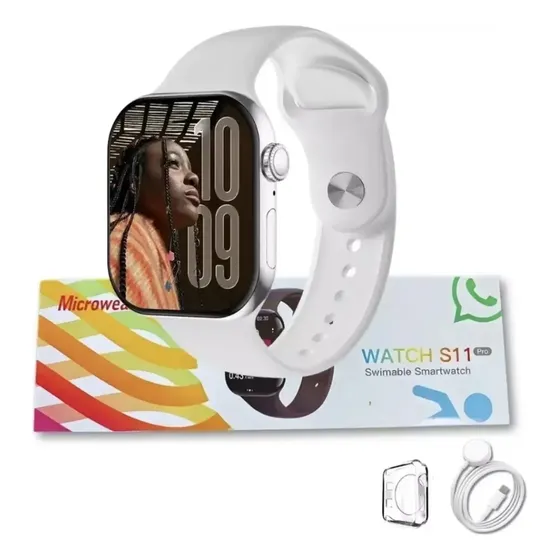 Smartwatch Microwear S11 47mm Metal com GPS, NFC e Tela Amoled para Android e iOS Faz Ligaçoes