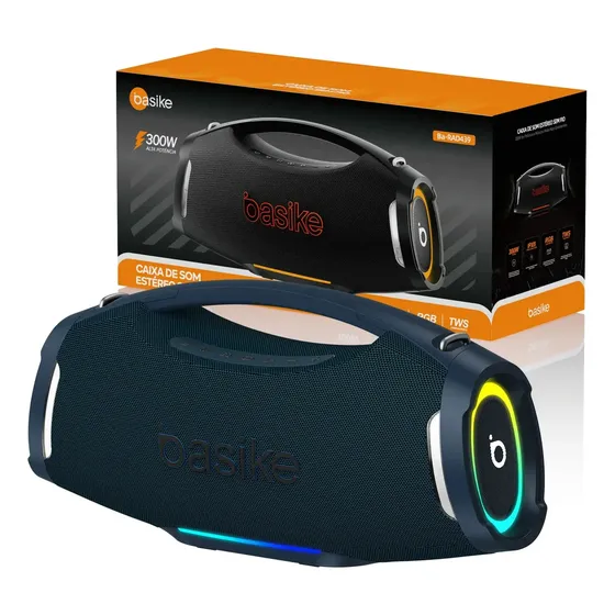 Caixa de Som Basike 300W Bluetooth, Portátil e à Prova D'água IPX6