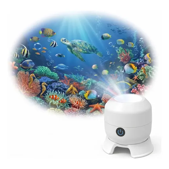 Projetor Led Oceano Giratório, Luz Noturna Recarregável Com
