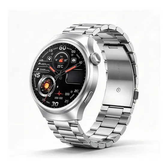Relógio Inteligente Jiditech MS14 Smartwatch Tela 1.6 IPS HD 60Hz Chamadas Bluetooth 5.0 IP67 Monitor Cardíaco Sono 100 Modos Esportivos Bateria Longa Duração Carregamento Sem Fio 3 Alças, Prateado