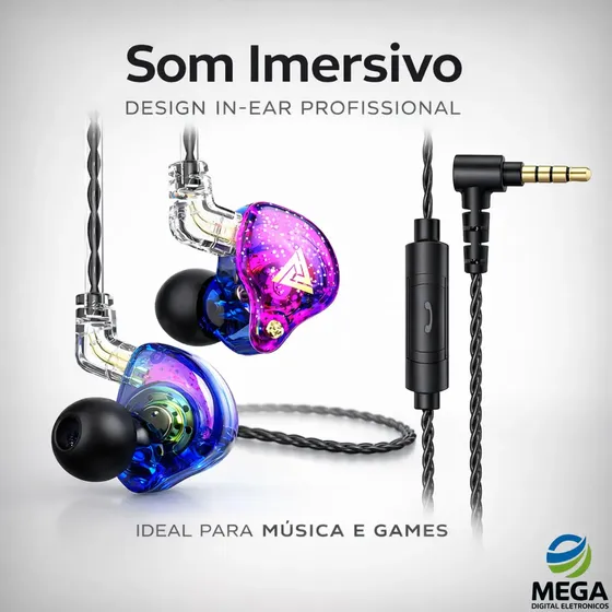 Fone De Ouvido In-ear Gamer Qkz Ak6 Pro Com Microfone Cancelamento De Ruído Roxo Purple