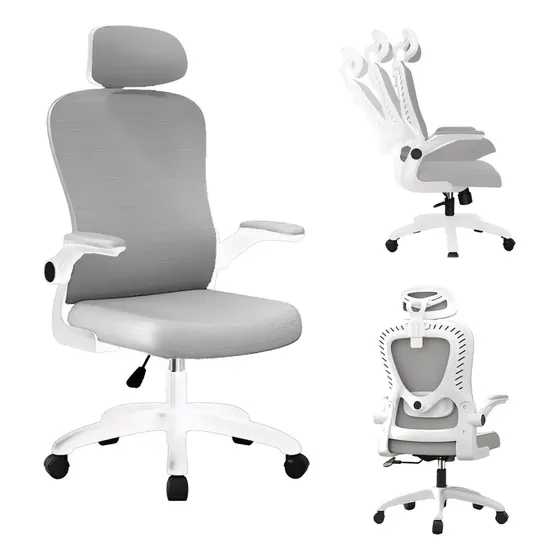 Cadeira Office Giratoria Cadeira De Escritório Ergonômica Cor Cinza-claro Material Do Estofamento Malha