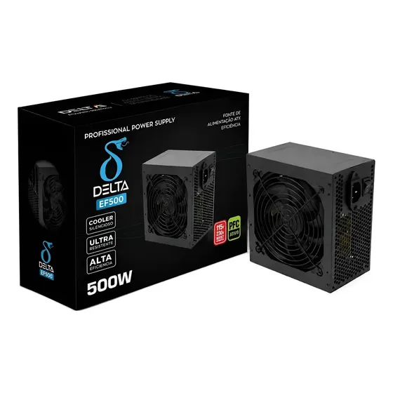 Fonte Atx Delta Gamer 500w 80 Plus Bronze Pfc Ativo Preto