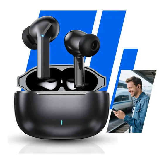 Fone de Ouvido TWS JSKJ A16 Bluetooth 5.4, sem Fio, com Cancelamento de Ruído e Microfone