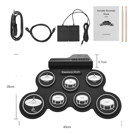 Conjunto De Bateria Eletrônica De 1 Caixa Tambor Eletrônico