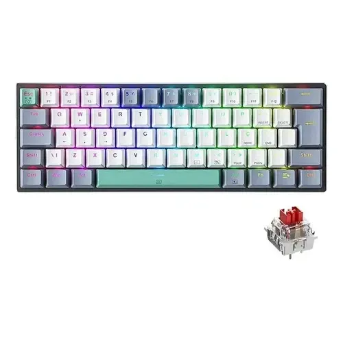 Teclado Gamer Mecanico K500-b61 60% Abnt2 Rgb Switch Red Bra Branco Português Brasil