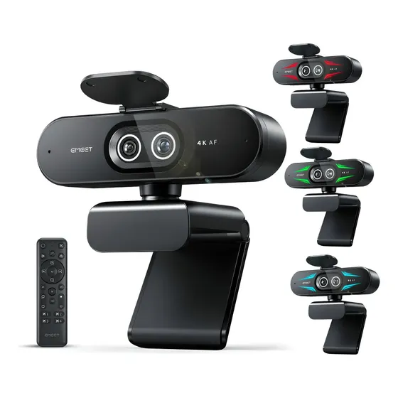 Webcams de computador com controle remoto Emeet 4k Duel