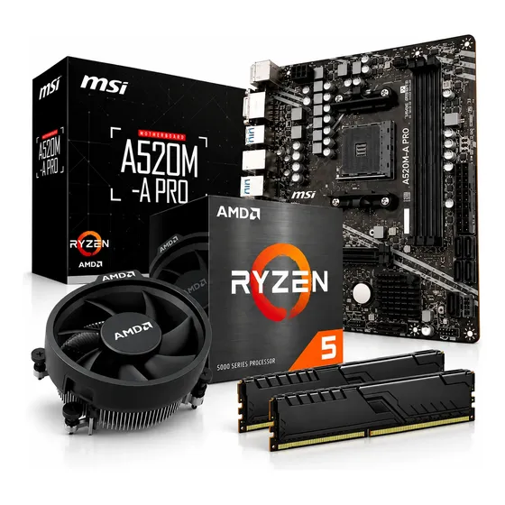 Kit Upgrade Amd 5 5500 Placa Mãe Msi A520m-a Pro Ram 16gb