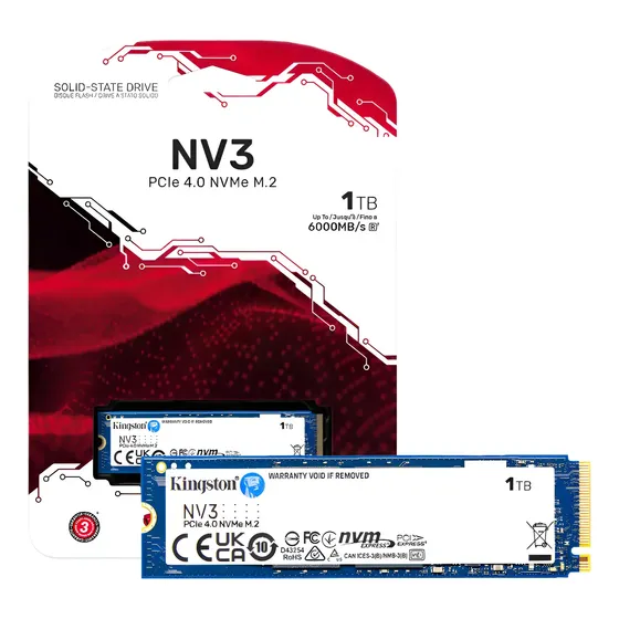 Ssd De 1tb Kingston Padrão Nv3 Formato M.2 2280 Nvme 4.0 Gen 6000mb/s