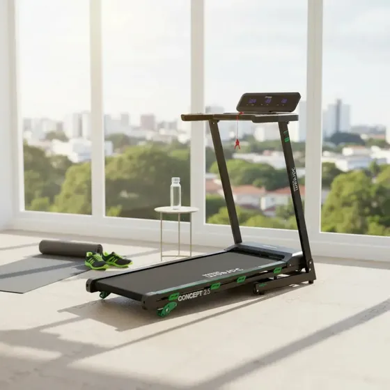 Esteira Eletrônica Concept 2.5 Com Motor Brushless 2.5hp Suporta 120kg Velocidade Até 16km/h Preto/verde - Dream Fitness