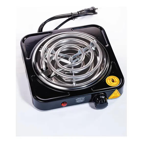 Fogareiro Elétrico Cooktop Portátil Camping Inox 1200w Preto