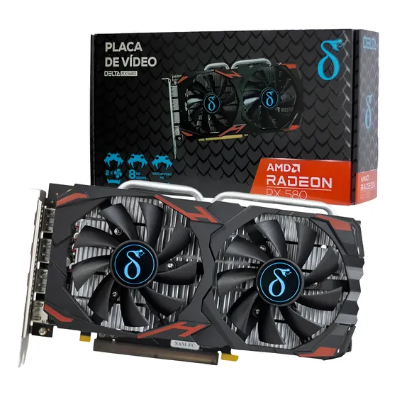 Placa De Vídeo Gamer Amd Radeon Rx580 Hdmi 8gb Gddr5 256bit
