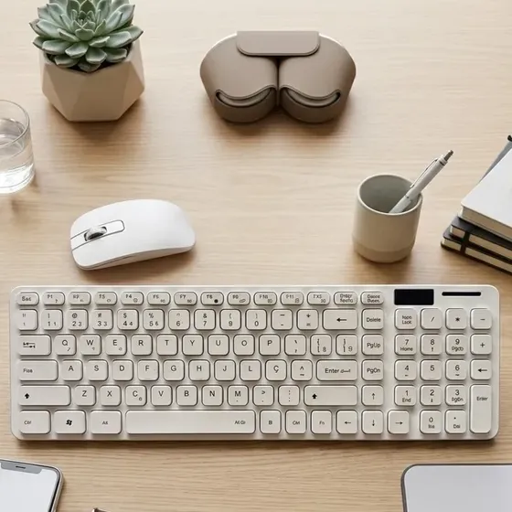 Kit Teclado Mouse Sem Fio Numerico Abnt Slim Pc Notebook Usb